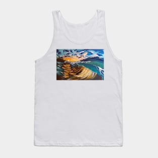 Season of Miracles, Parting the sea, Sunset, Modern Sunset, Modern Beach Wave, Ocean Wave Tank Top